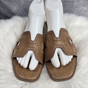 Steven By Steve Madden Brown Woven Slide Sandals